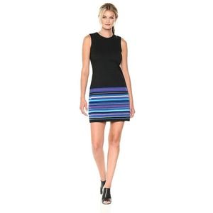 Calvin Klein Black Multicolor Striped Sheath A Line Dress Women's Size 6
